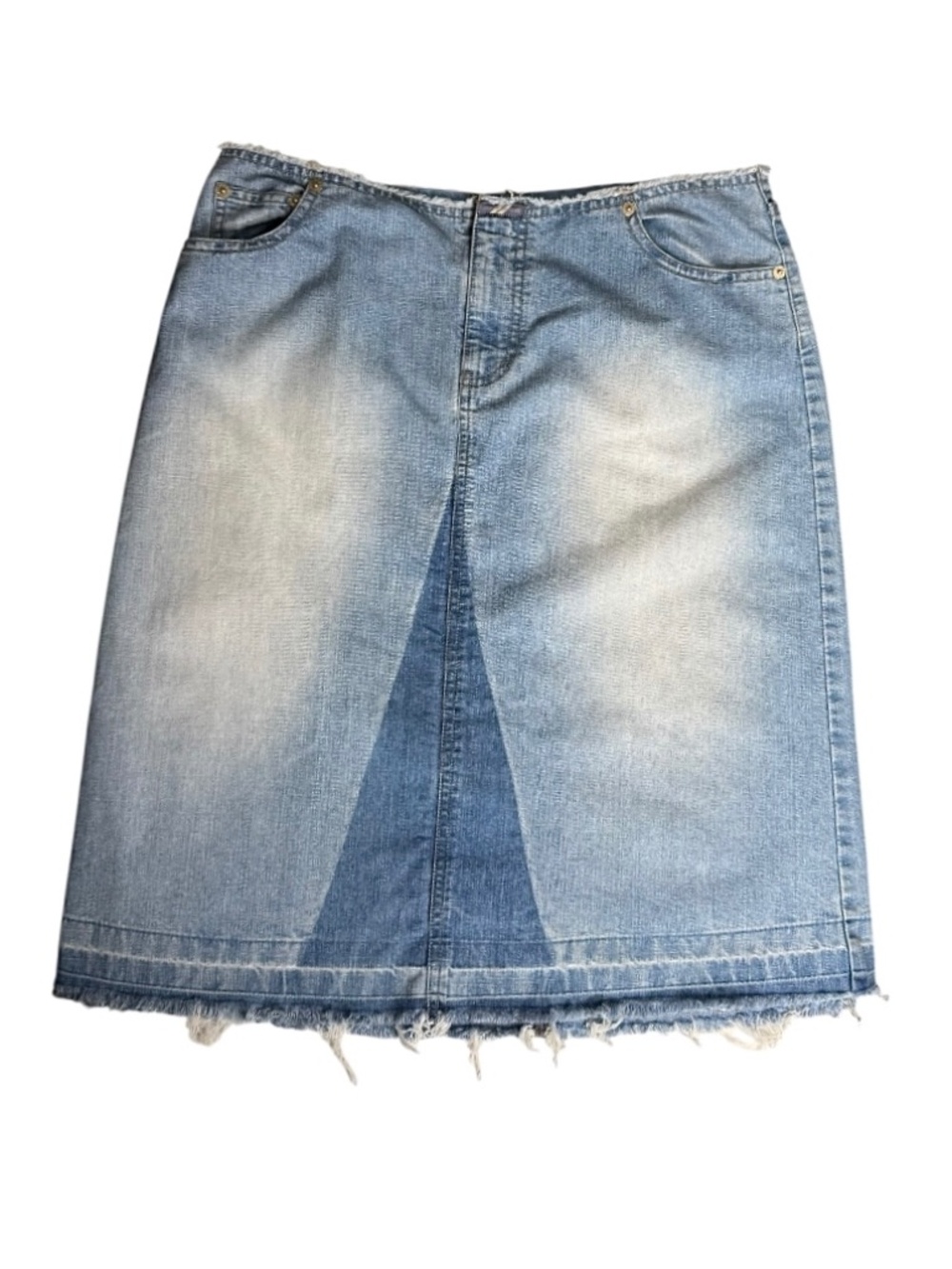 DNKY Jeans Vintage Distressed Style Blue Denim Jean Midi Skirt